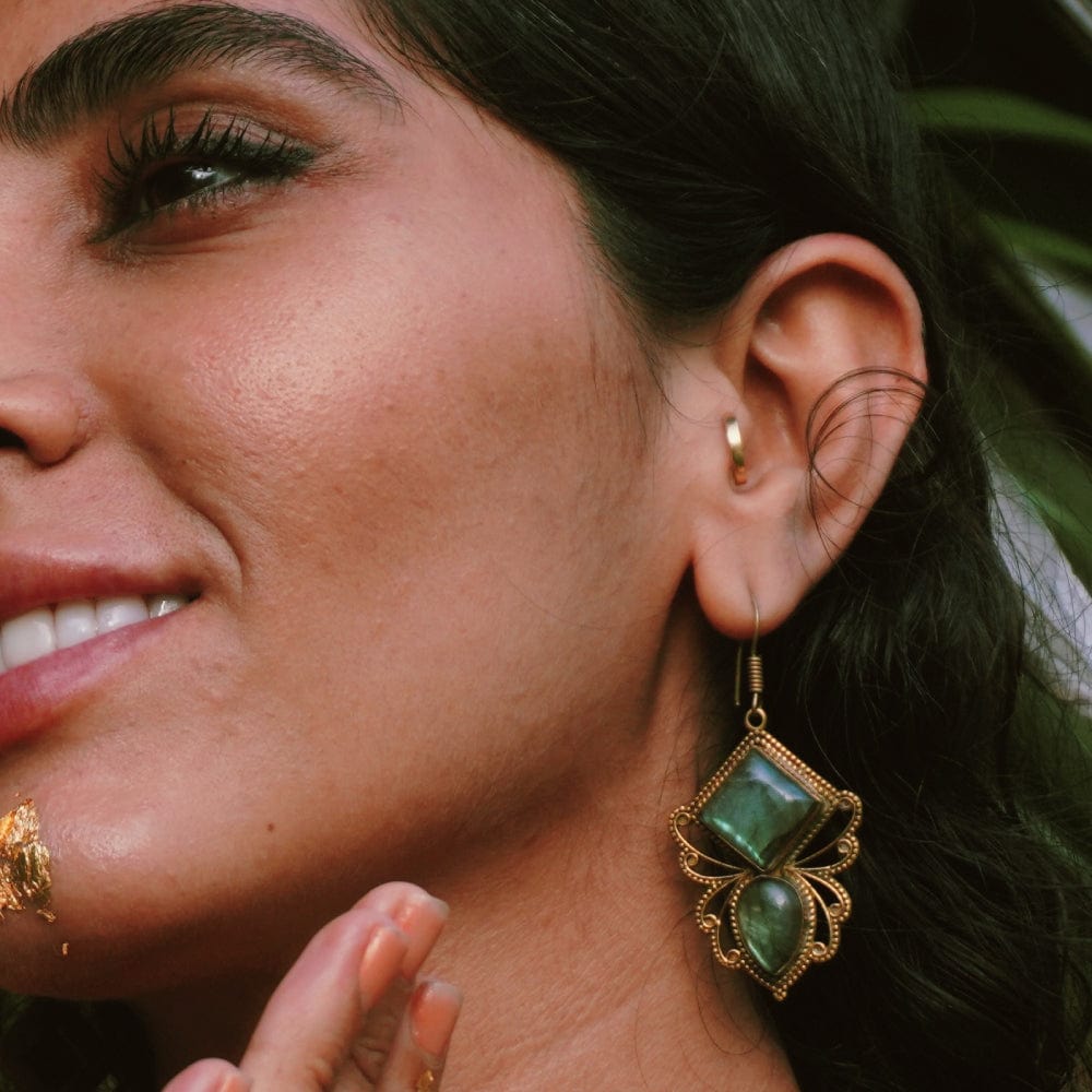 Crystal Bees Labradorite Earrings