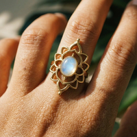 Lotus Moonstone Ring