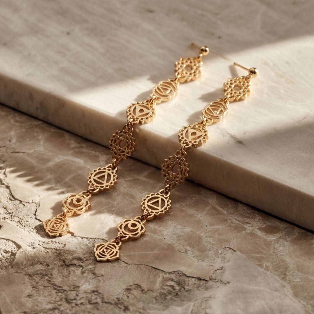 Daya 7-Chakra Gold Earrings