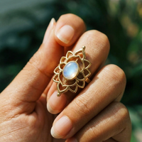 Lotus Moonstone Ring