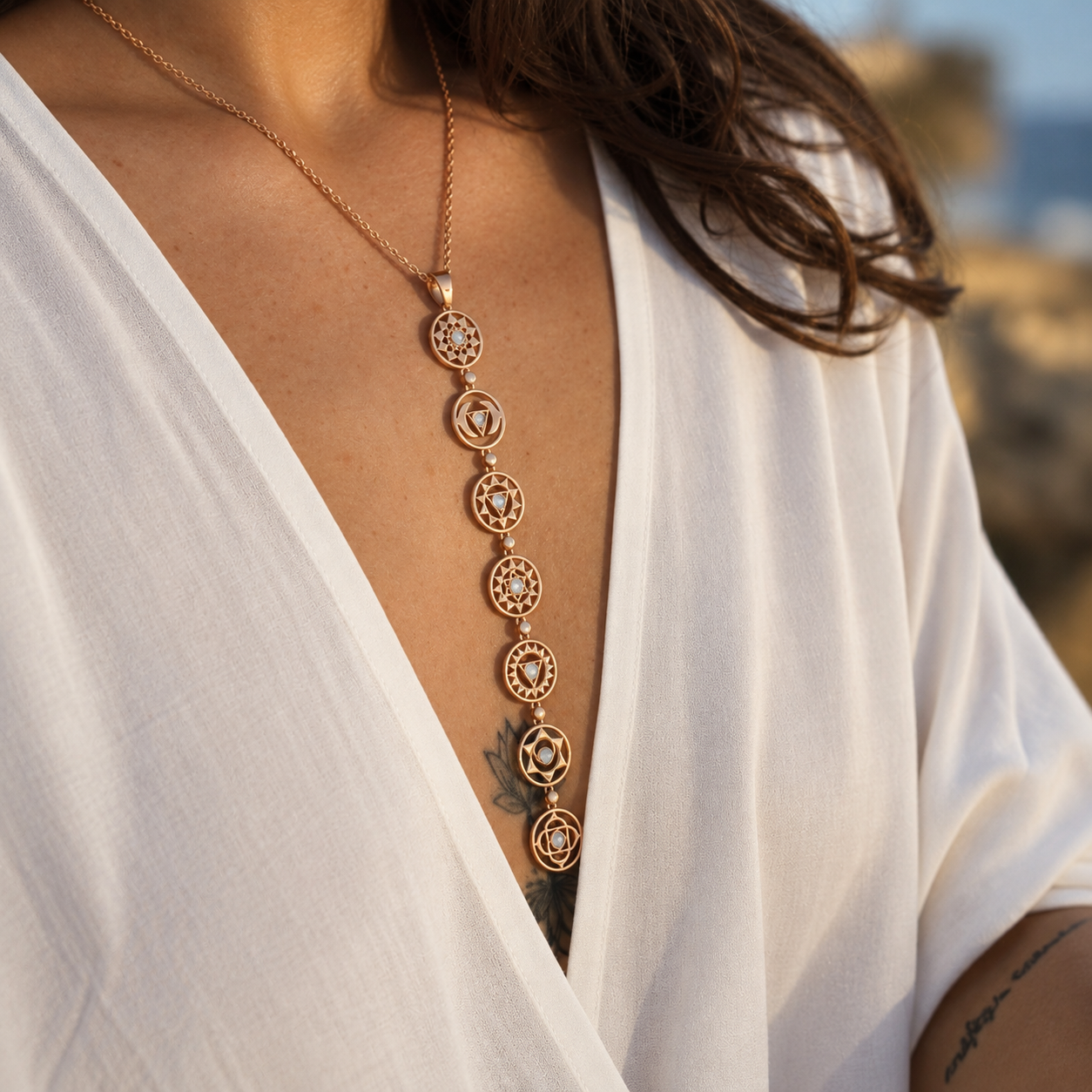 Chakra Moonstone Necklace