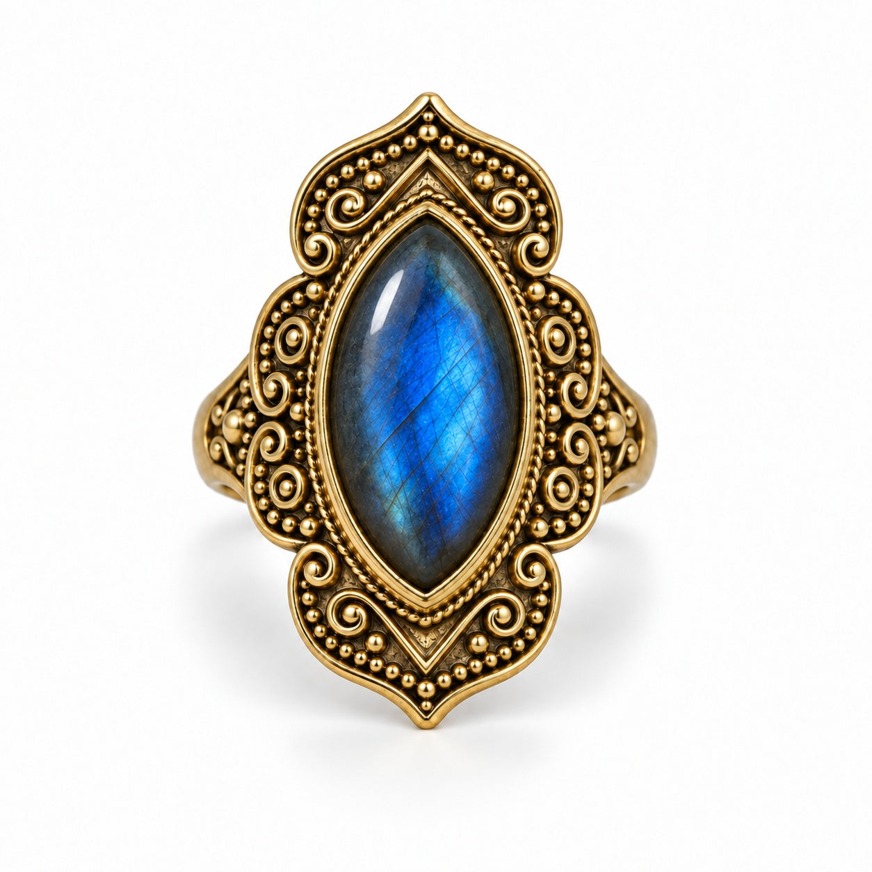 Saha Ring - brass with labradorite