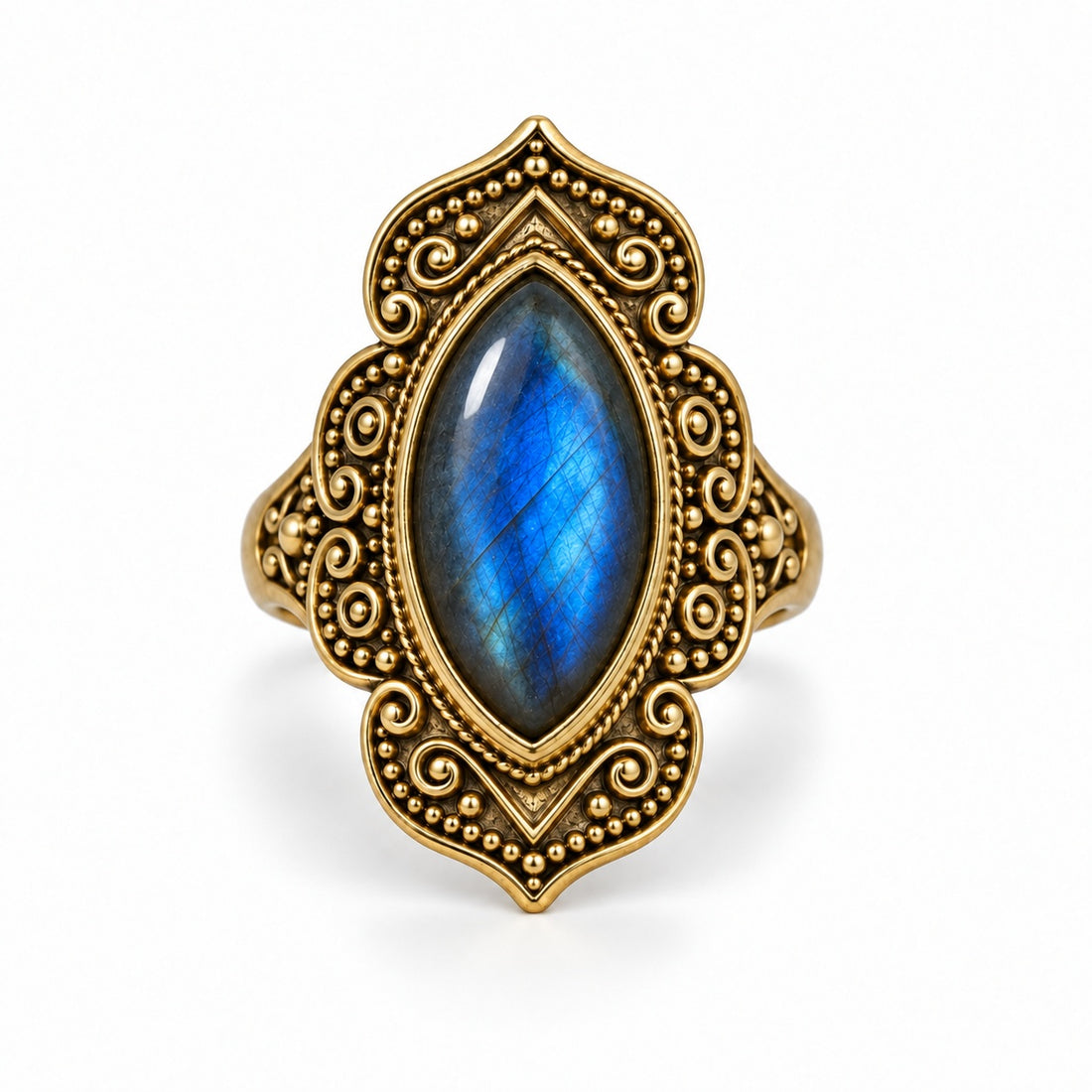 Saha Ring - brass with labradorite