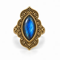 Saha Ring - brass with labradorite