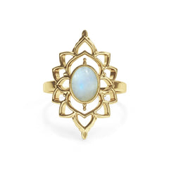 Lotus Moonstone Ring