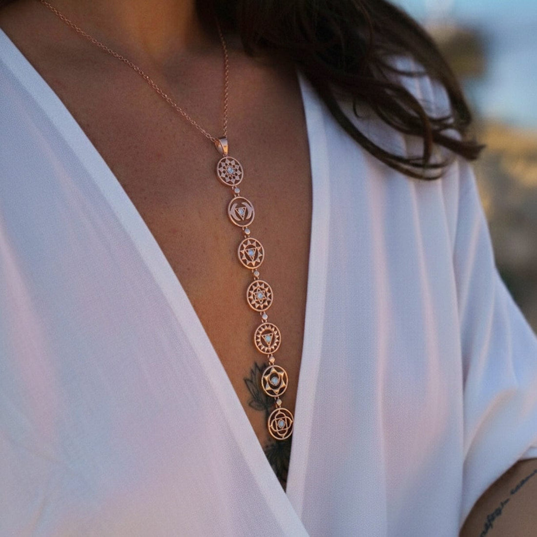 Chakra Moonstone Necklace